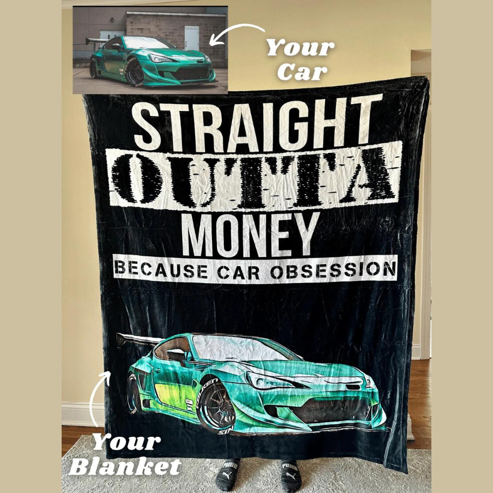 【バレンタイン限定】お車の写真1枚でオーダーメイド！デザイナー手描きアート風 ブランケット 誕生日