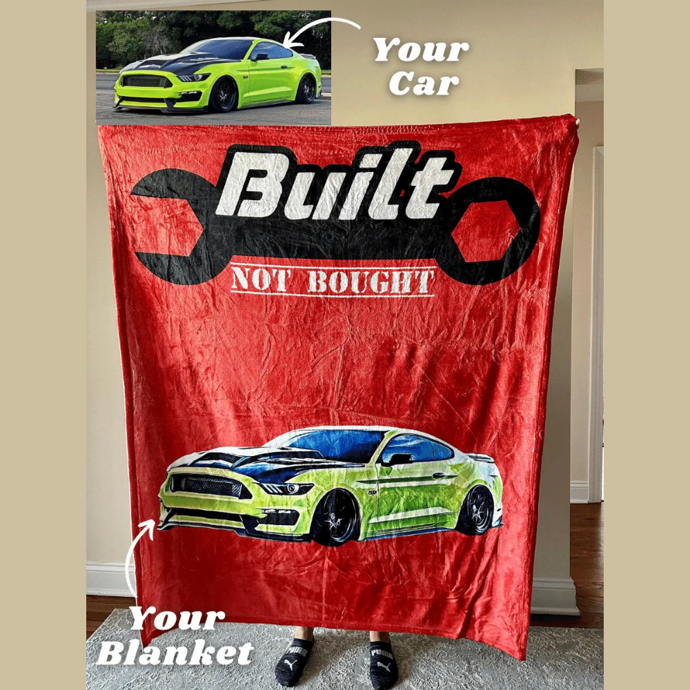 【バレンタイン限定】お車の写真1枚でオーダーメイド！デザイナー手描きアート風 ブランケット 誕生日