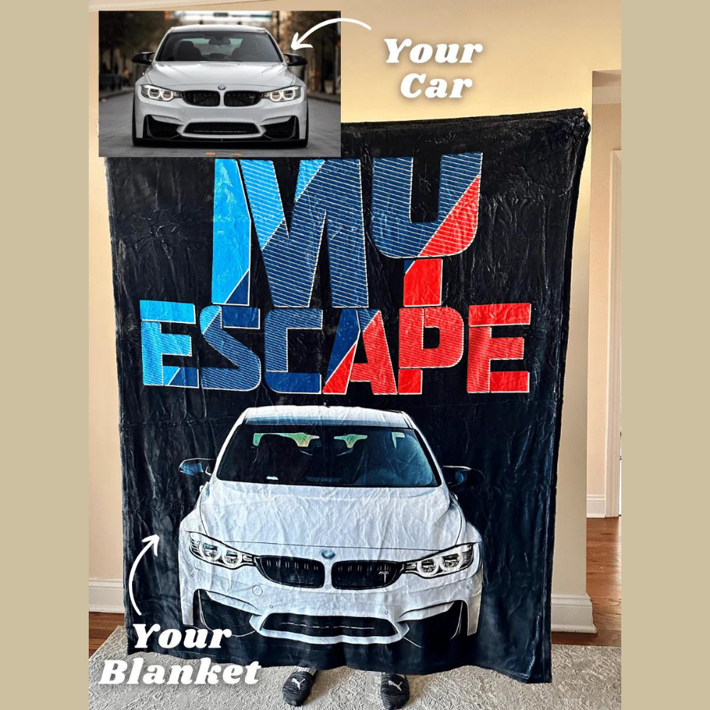 【バレンタイン限定】お車の写真1枚でオーダーメイド！デザイナー手描きアート風 ブランケット 誕生日