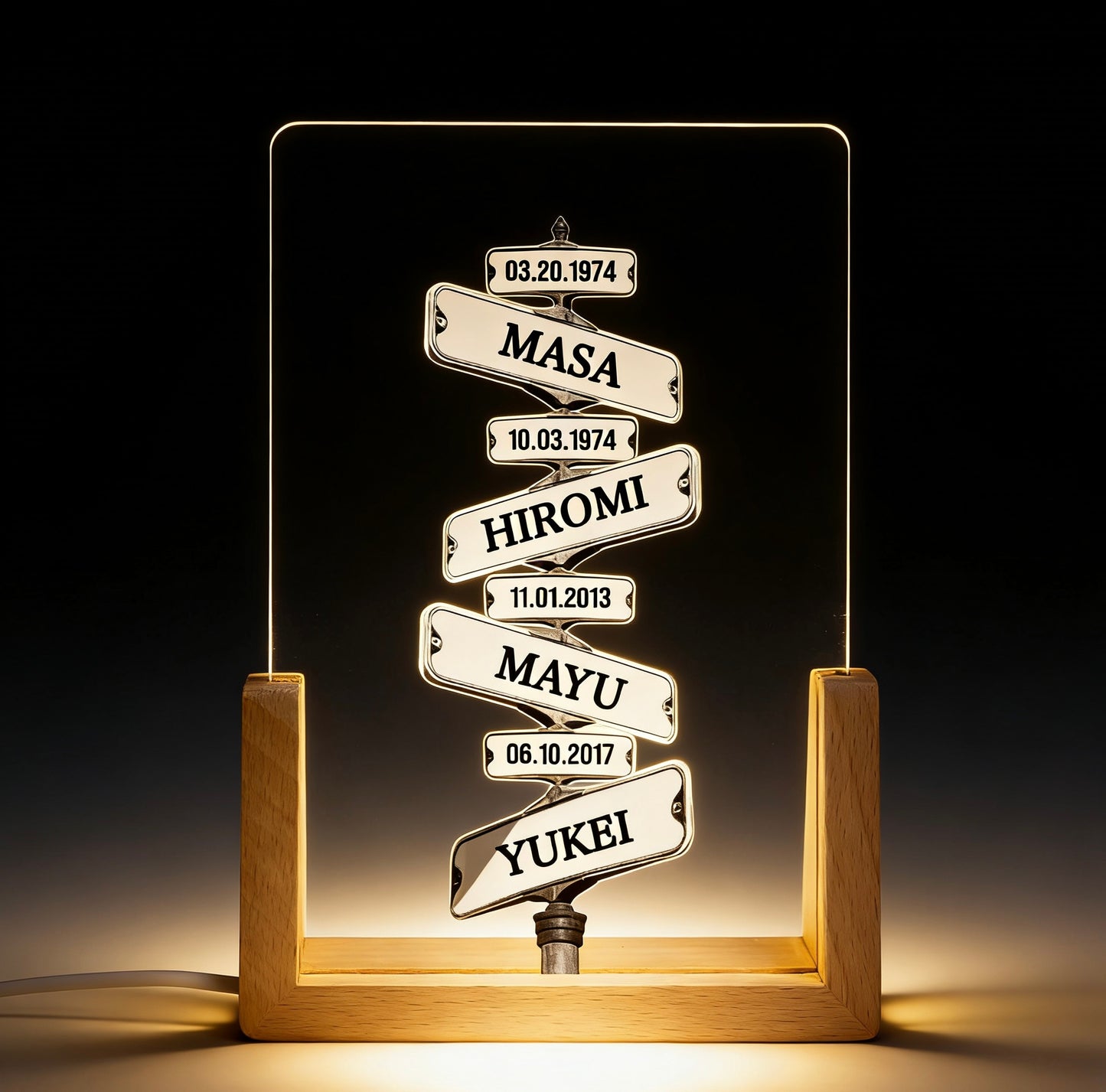 オリジナル アクリル LEDスタンド 名入れ インテリア 誕生日ギフト 新築祝い 道路標識