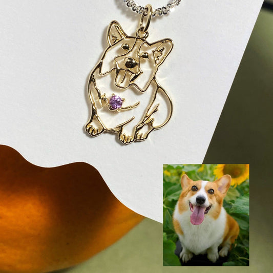 【オーダーメイド】世界に一つ ネックレス・ペット 写真 グッズ・うちの子・犬・猫・誕生石