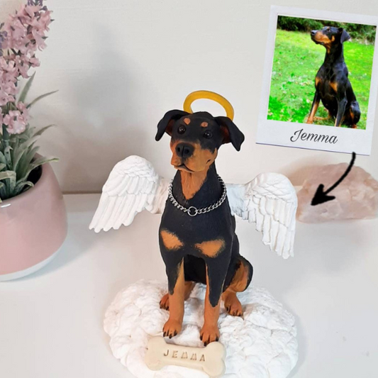 【オーダーメイド】世界に一つ 似顔絵 ペット 天使の翼 フィギュア・ペット 写真 グッズ・うちの子・犬・猫