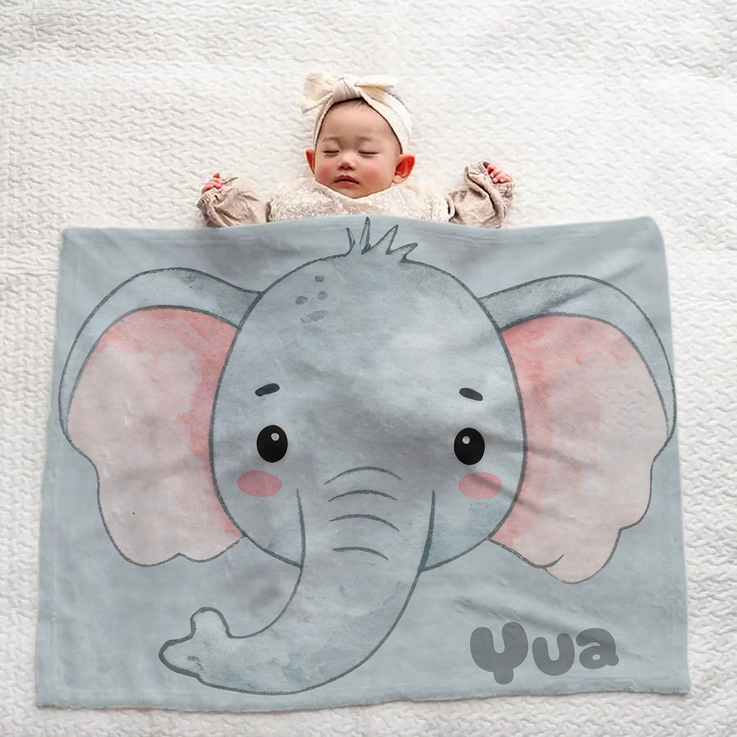 水彩象ブランケット|名入れ|誕生日ギフト|出産祝い|オーダー