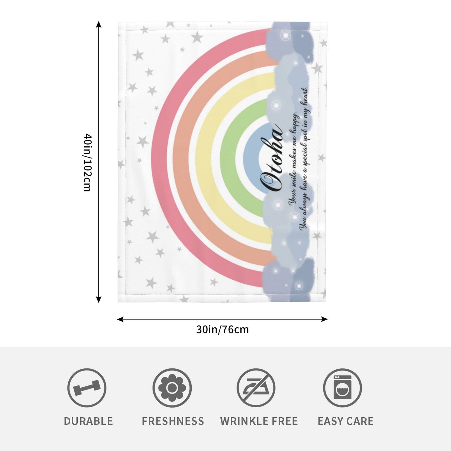 ブランケット|名入れ|誕生日ギフト|出産祝い|オーダー|虹のデザイン