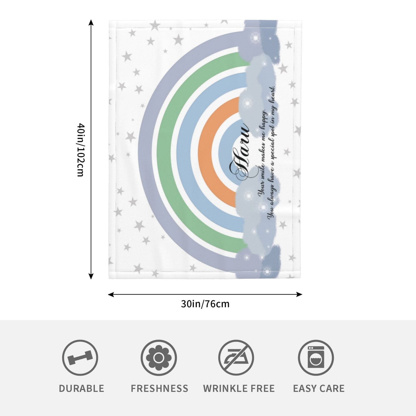 ブランケット|名入れ|誕生日ギフト|出産祝い|オーダー|虹のデザイン