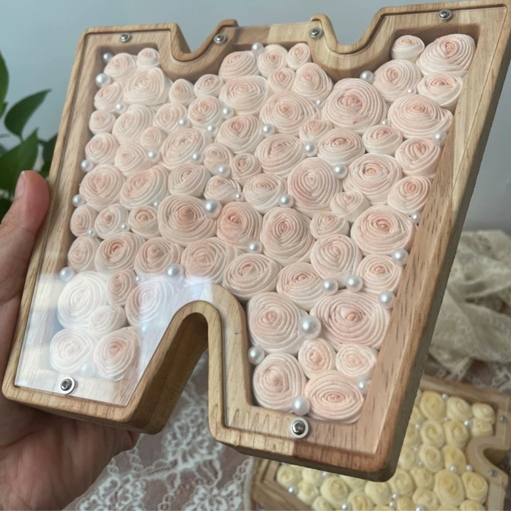 選べるアルファベットフォトフレーム - 手作りフラワー付き