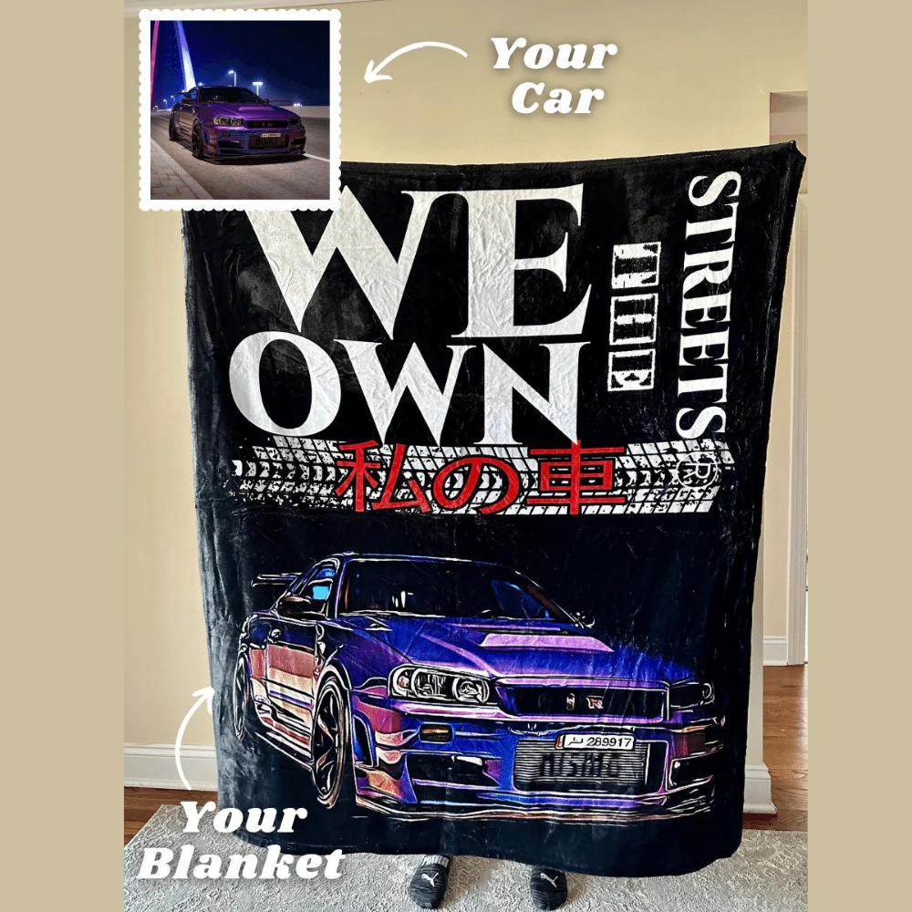 【バレンタイン限定】お車の写真1枚でオーダーメイド！デザイナー手描きアート風 ブランケット 誕生日
