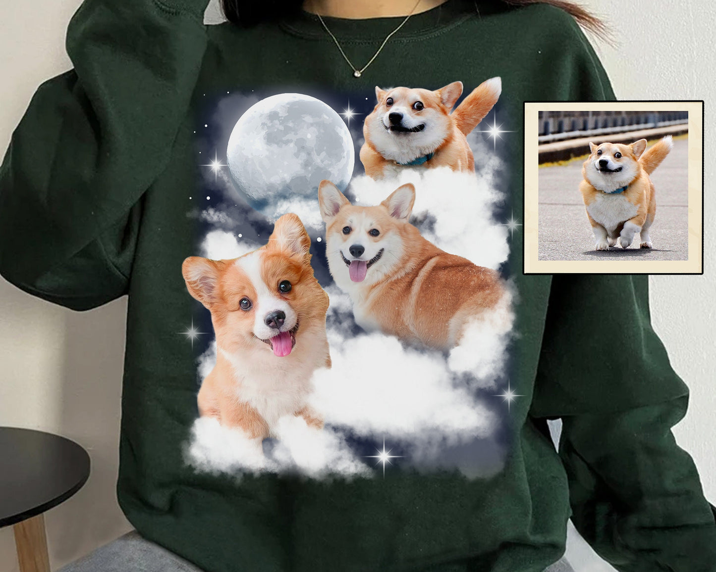 世界に一つ 月 パーカー・Tシャツ ・トレーナー ・S〜3XL・ペット 写真 グッズ・うちの子・犬・猫