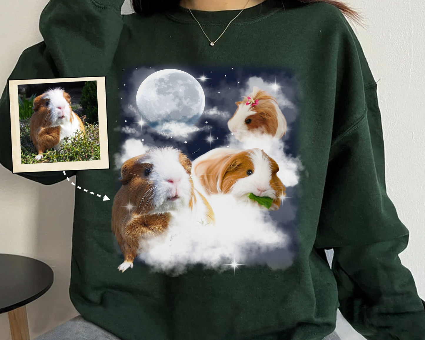 世界に一つ 月 パーカー・Tシャツ ・トレーナー ・S〜3XL・ペット 写真 グッズ・うちの子・犬・猫