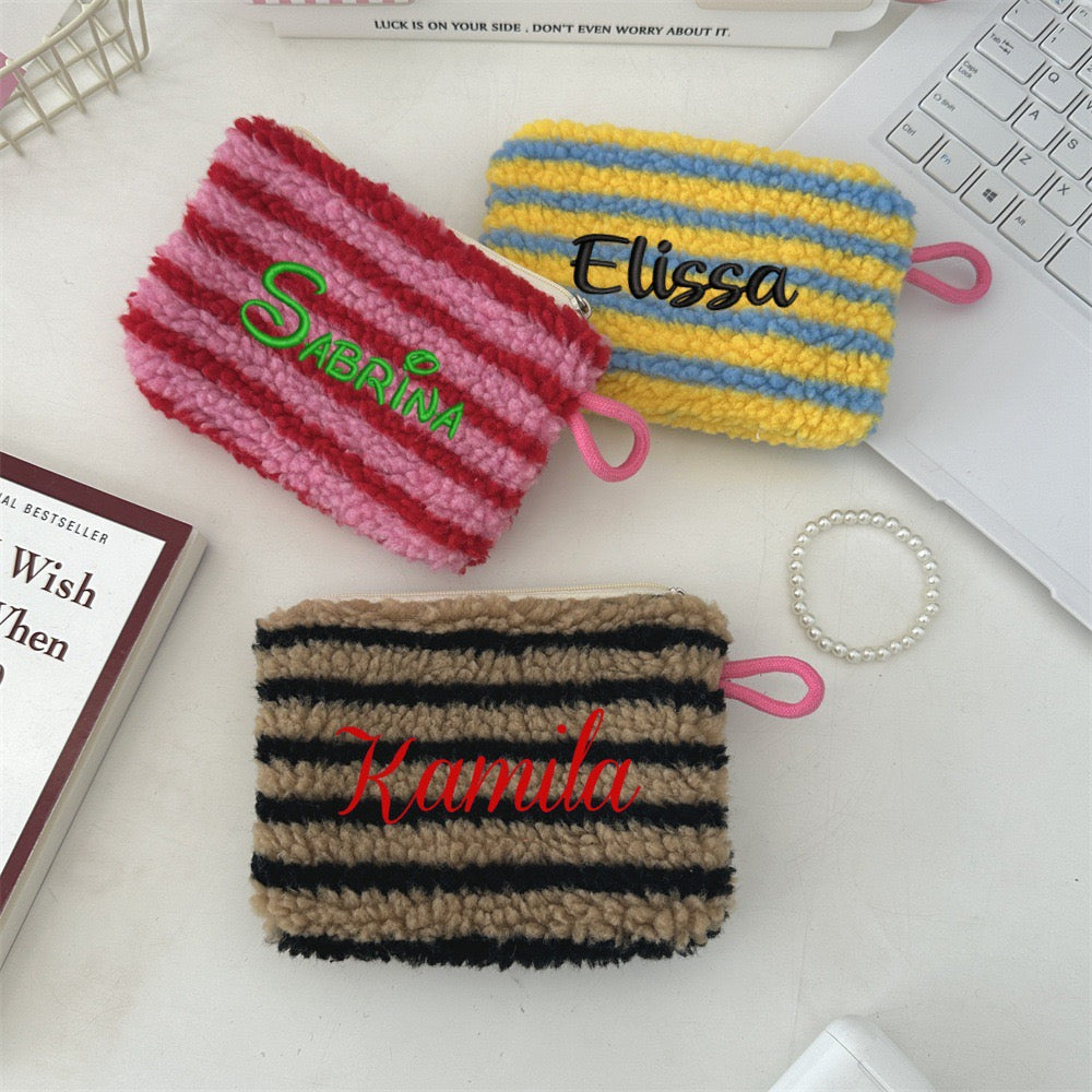 【オーダーメイド】名前刺繍可能！お名前入り 刺繍収納ポーチ／小銭入れ