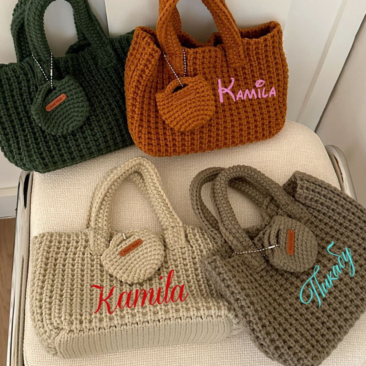 【オーダーメイド】名前刺繍可能！お名前入り トートバッグ　収納ハンドバッグ