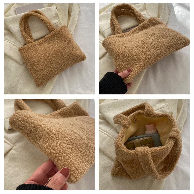 【オーダーメイド】名前刺繍可能！お名前入り トートバッグ もこもこトートバッグ｜可愛くて便利な収納ポーチ