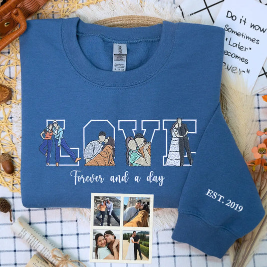刺繍入り 写真入り トレーナー 名前入り パーカー 記念日 バレンタインデー ギフト loveデザイン01