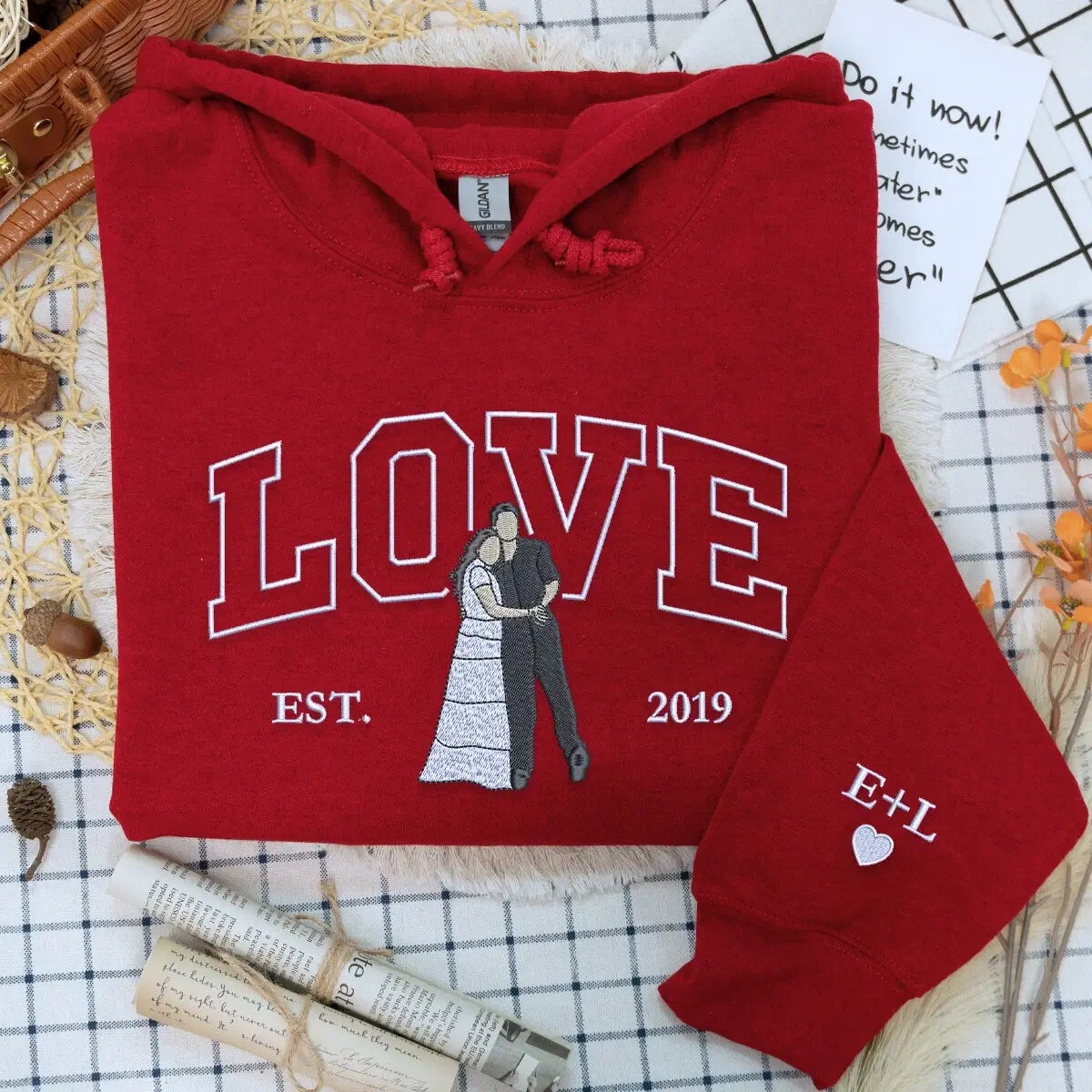 刺繍入り 写真入り トレーナー 名前入り パーカー 記念日 バレンタインデー ギフト loveデザイン01