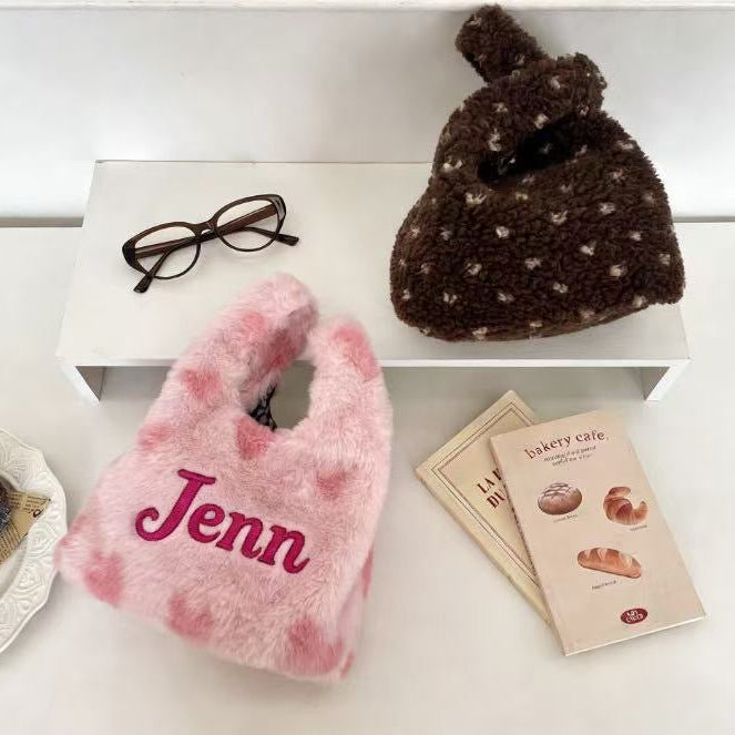 【オーダーメイド】名前刺繍可能！お名前入り トートバッグ もこもこトートバッグ｜可愛くて便利な収納ポーチ